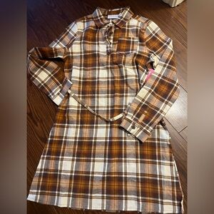 Plaid Brown and Cream Kids Dress